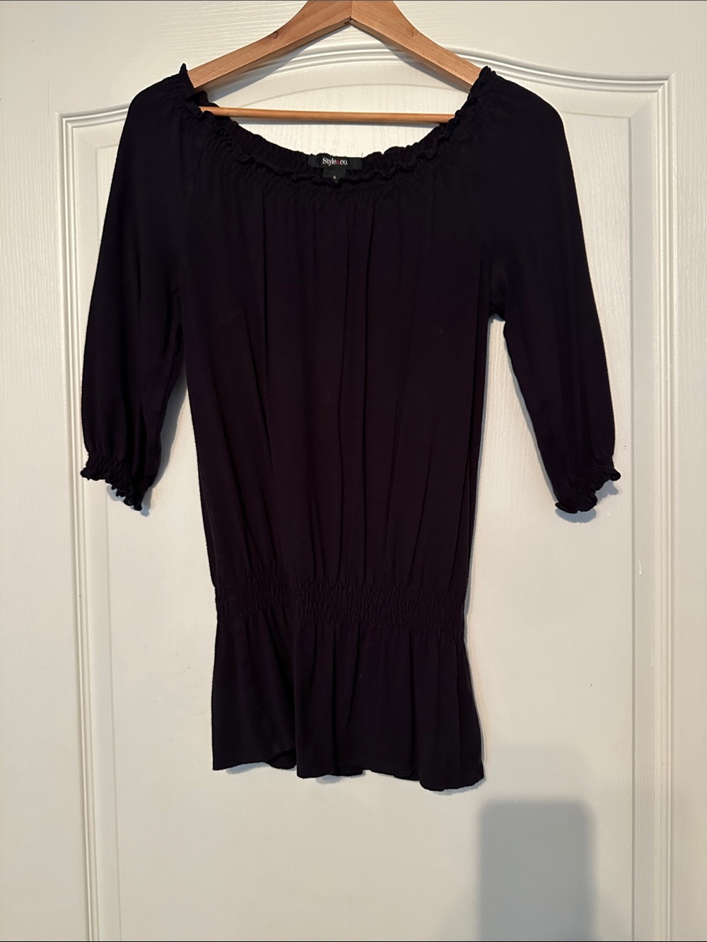 Style & Co. Black Peasant Tunic Top